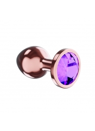Пробка цвета розового золота с фиолетовым кристаллом Diamond Amethyst Shine S - 7,2 см. - Lola Games - купить с доставкой в Барнауле