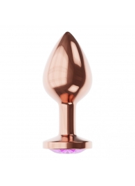 Пробка цвета розового золота с фиолетовым кристаллом Diamond Amethyst Shine S - 7,2 см. - Lola Games - купить с доставкой в Барнауле
