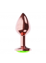 Пробка цвета розового золота с лаймовым кристаллом Diamond Emerald Shine S - 7,2 см. - Lola Games - купить с доставкой в Барнауле