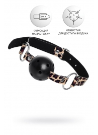 Черный кляп-шар на леопардовых ремешках Anonymo - ToyFa - купить с доставкой в Барнауле