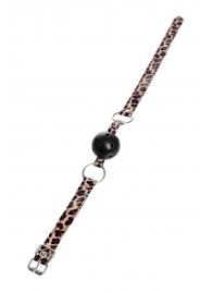 Черный кляп-шар на леопардовых ремешках Anonymo - ToyFa - купить с доставкой в Барнауле