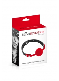 Красный кляп-шарик на черных ремешках - Fetish Tentation - купить с доставкой в Барнауле