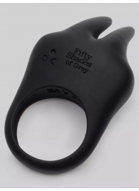 Черное эрекционное виброкольцо Sensation Rechargeable Vibrating Rabbit Love Ring - Fifty Shades of Grey - в Барнауле купить с доставкой