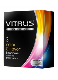 Цветные ароматизированные презервативы VITALIS PREMIUM color   flavor - 3 шт. - Vitalis - купить с доставкой в Барнауле