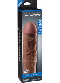 Коричневая насадка Mega 2  Extension - 20,3 см. - Pipedream - в Барнауле купить с доставкой