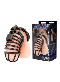 Черная металлическая клетка с замком Deluxe Chastity Cage - BlueLine - купить с доставкой в Барнауле