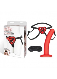 Красный поясной фаллоимитатор Red Heart Strap on Harness   5in Dildo Set - 12,25 см. - Lux Fetish - купить с доставкой в Барнауле