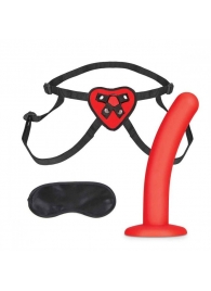 Красный поясной фаллоимитатор Red Heart Strap on Harness   5in Dildo Set - 12,25 см. - Lux Fetish - купить с доставкой в Барнауле