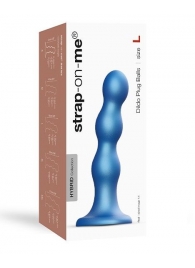 Голубая насадка Strap-On-Me Dildo Plug Balls size L - Strap-on-me - купить с доставкой в Барнауле