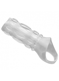 Насадка на пенис с кольцом для мошонки Clear Sensations Enhancer Sex Sleeve - 11,5 см. - XR Brands - в Барнауле купить с доставкой