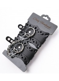 Ажурные наручники из черной кожи - Crazy Handmade - купить с доставкой в Барнауле