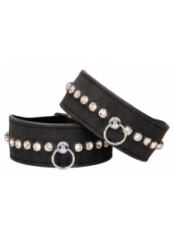 Черные наручники Diamond Studded Wrist Cuffs - Shots Media BV - купить с доставкой в Барнауле