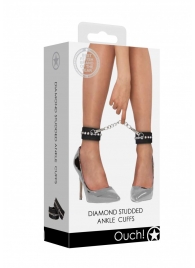 Черные поножи Diamond Studded Ankle Cuffs - Shots Media BV - купить с доставкой в Барнауле