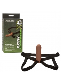 Коричневый фаллопротез из силикона Extension with Harness - 15,75 см. - California Exotic Novelties - купить с доставкой в Барнауле