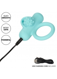 Аквамариновое эрекционное виброкольцо Silicone Rechargeable Nubby Lover’s Delight - California Exotic Novelties - в Барнауле купить с доставкой