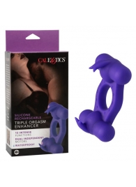 Фиолетовое эрекционное виброкольцо с двумя моторами Silicone Rechargeable Triple Orgasm Enhancer - California Exotic Novelties - в Барнауле купить с доставкой