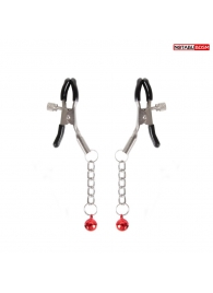 Серебристые зажимы на соски с шариками на цепочках - Notabu - купить с доставкой в Барнауле