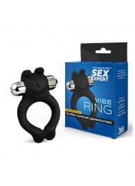 Черное силиконовое эрекционное виброкольцо Sex Expert - Sex Expert - в Барнауле купить с доставкой