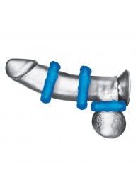 Комплект из трех голубых эрекционных колец 3-Pack Ribbed Rider Cock Ring Set - BlueLine - в Барнауле купить с доставкой