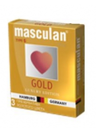 Презервативы Masculan Ultra Gold с золотым напылением и ароматом ванили - 3 шт. - Masculan - купить с доставкой в Барнауле