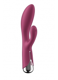 Малиновый вибратор-кролик Spinning Rabbit 1 с ротацией - 20 см. - Satisfyer купить в Барнауле с доставкой в Orgasmix.ru Малиновый вибратор-кролик Spinning Rabbit 1 с ротацией - 20 см. - Satisfyer