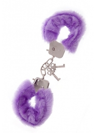 Фиолетовые меховые наручники METAL HANDCUFF WITH PLUSH LAVENDER - Dream Toys - купить с доставкой в Барнауле