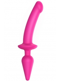 Ярко-розовый двусторонний фаллоимитатор Switch Plug-In Semi-Realistic Size L - Strap-on-me купить с доставкой в интернет-магазине Orgasmix в Барнауле Ярко-розовый двусторонний фаллоимитатор Switch Plug-In Semi-Realistic Size L - Strap-on-me