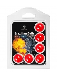 Набор из 6 шариков с массажным маслом Brazilian Balls с охлаждающим и разогревающим эффектом - Secret Play - купить с доставкой в Барнауле