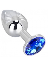 Анальное украшение BUTT PLUG  Small с синим кристаллом - 7 см. - Anal Jewelry Plug - купить с доставкой в Барнауле