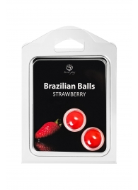 Набор из 2 шариков с массажным маслом Brazilian Balls с ароматом клубники - Secret Play - купить с доставкой в Барнауле