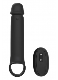 Черная насадка-удлинитель с вибрацией Vibrating Extender With Remote - Dream Toys - в Барнауле купить с доставкой