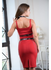 Черно-серебристая портупея-юбка plus size с цепочками - БДСМ Арсенал - купить с доставкой в Барнауле