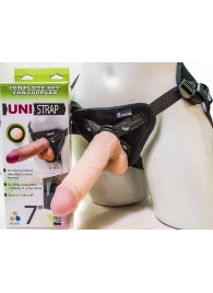 Страпон-унисекс с двумя насадками UNI strap 7  Harness - 19 и 16 см. - LOVETOY (А-Полимер) - купить с доставкой в Барнауле