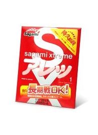 Утолщенный презерватив Sagami Xtreme FEEL LONG с точками - 1 шт. - Sagami - купить с доставкой в Барнауле