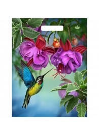 Пакет с принтом в виде колибри в цветах с вырубной ручкой (31х40 см) - Сима-Ленд - купить с доставкой в Барнауле