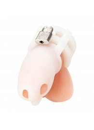 Белая клетка для пениса Silicone Small 2 in Cock Cage With Ball Divider - BlueLine - купить с доставкой в Барнауле