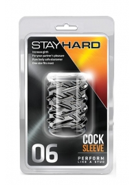 Прозрачная насадка с объёмными чёрточками STAY HARD COCK SLEEVE 06 CLEAR - Blush Novelties - в Барнауле купить с доставкой