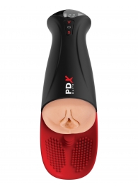 Телесный мастурбатор-вагина в черной колбе с вибрацией Fuck-O-Matic Pro XL - Pipedream - в Барнауле купить с доставкой