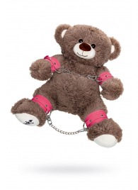 Бондажный набор: бурый мишка с розовыми оковами и наручниками - Pecado - купить с доставкой в Барнауле