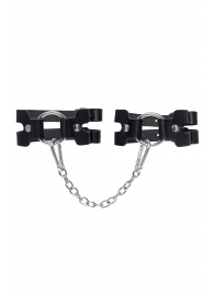 Черные кожаные оковы из двух ремешков - Pecado - купить с доставкой в Барнауле Черные кожаные оковы из двух ремешков - Pecado - купить с доставкой в Барнауле
