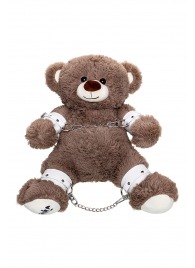 Бондажный набор: бурый мишка с белыми оковами и наручниками - Pecado - купить с доставкой в Барнауле