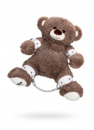 Бондажный набор: бурый мишка с белыми оковами и наручниками - Pecado - купить с доставкой в Барнауле