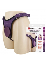 Фиолетовые трусики харнесс с платформой Caludio III - Baile - купить с доставкой в Барнауле