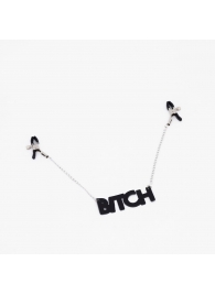 Зажимы на соски с кожаной подвеской Bitch - Crazy Handmade - купить с доставкой в Барнауле