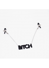 Зажимы на соски с кожаной подвеской Bitch - Crazy Handmade - купить с доставкой в Барнауле