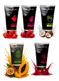 Набор из 5 съедобных лубрикантов JUJU (клубника, малина, тропические фрукты, вишня, кокос) - JuJu - купить с доставкой в Барнауле