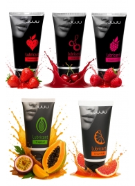 Набор из 5 съедобных лубрикантов JUJU (клубника, малина, тропические фрукты, вишня, грейпфрут) - JuJu - купить с доставкой в Барнауле