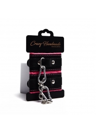 Черно-розовые скругленные наручники с мягкой подкладкой - Crazy Handmade - купить с доставкой в Барнауле