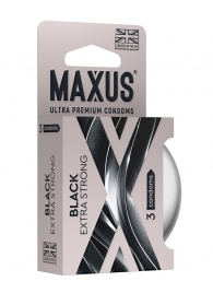 Черные утолщенные презервативы MAXUS Extra Strong с железным кейсом - 3 шт. - Maxus - купить с доставкой в Барнауле