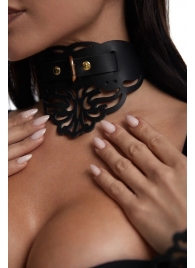 Фигурный чокер с узорами и золотистой фурнитурой - Crazy Handmade - купить с доставкой в Барнауле Фигурный чокер с узорами и золотистой фурнитурой - Crazy Handmade - купить с доставкой в Барнауле